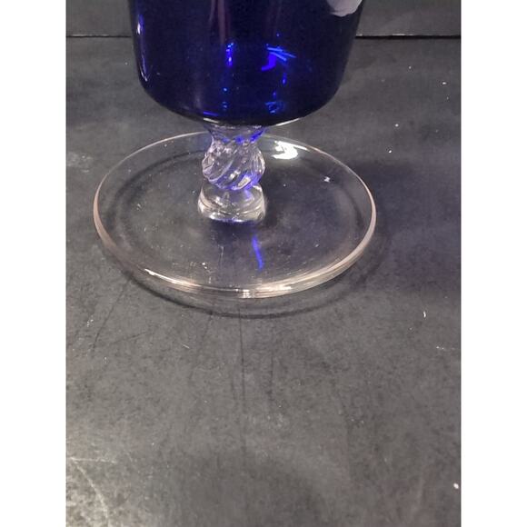 Cambridge Glass Footed Cigarette‎ Urns, Set of 2, Cobalt Sapphire Blue, Vintage - Picture 8 of 11